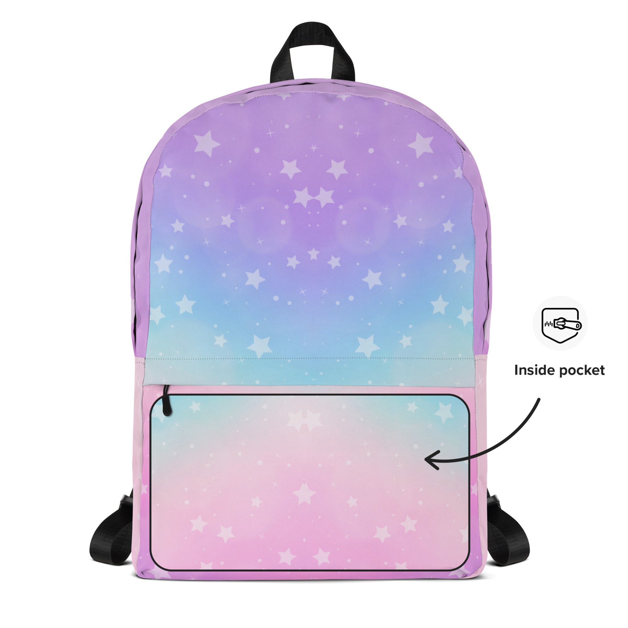 Girls Rainbow Stars Backpack - Water-Resistant School Bag With Adjustable Padded Straps & Breathable Mesh Back