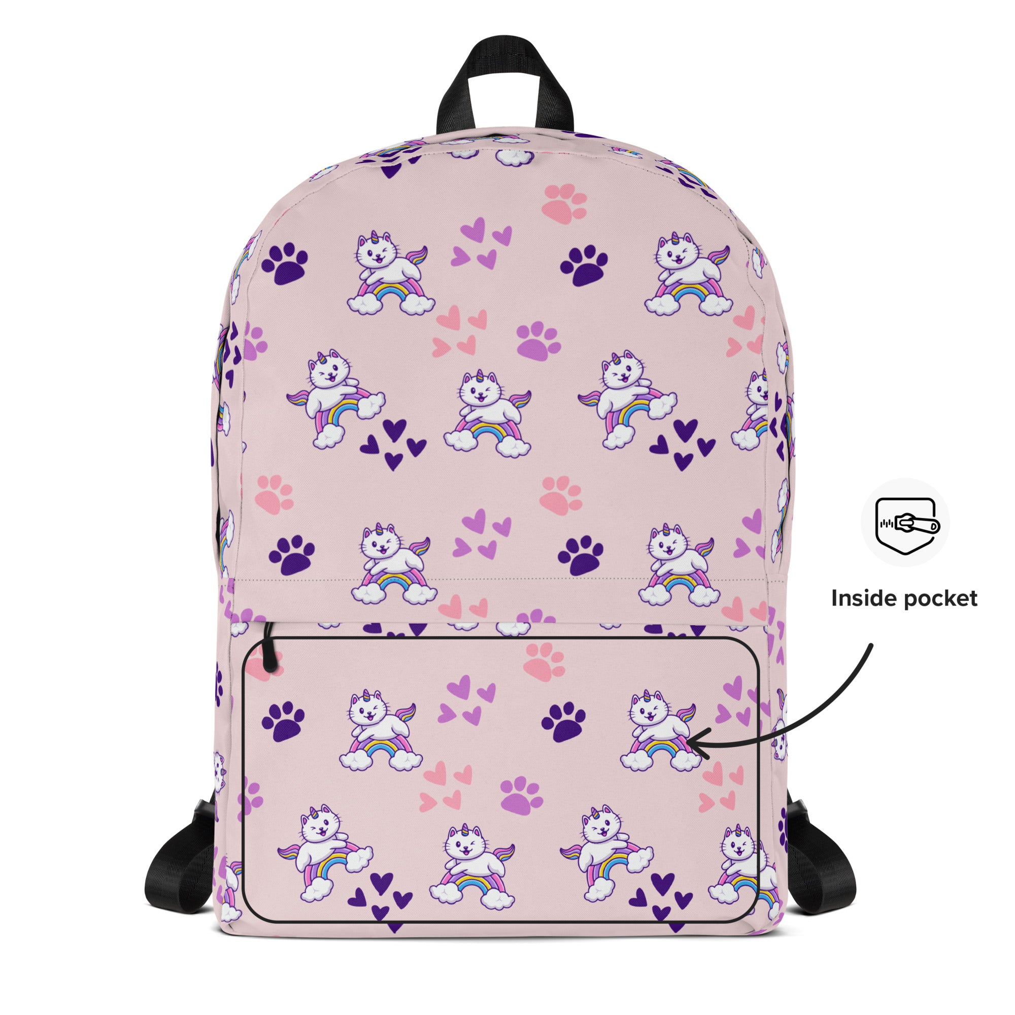 Girls Pink Caticorn Backpack - Water-Resistant School Bag With Adjustable Padded Straps & Breathable Mesh Back