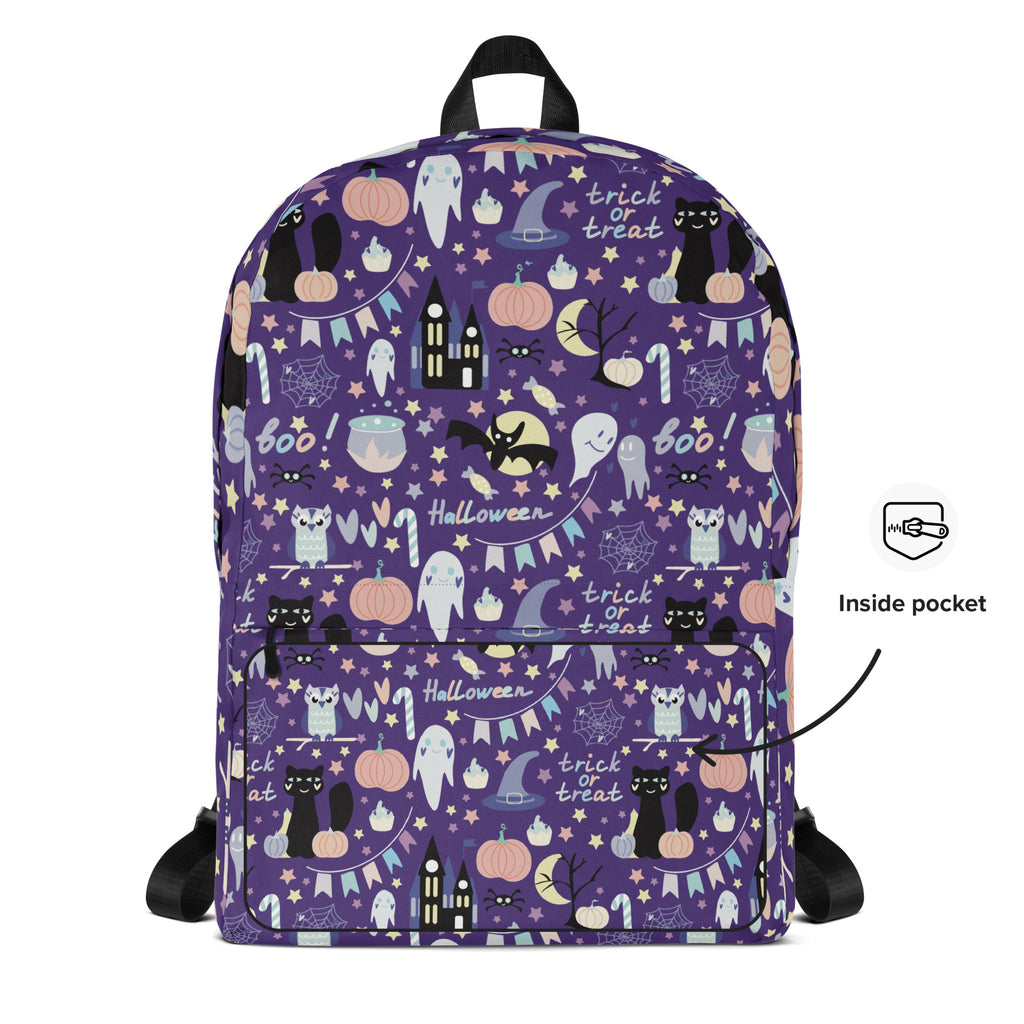 Kids Spooky Halloween Backpack - Water-Resistant School Bag With Adjustable Padded Straps & Breathable Mesh Back