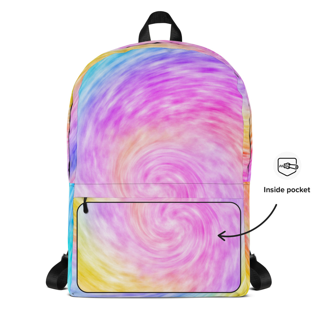 Kids Rainbow Tie Dye Backpack - Water-Resistant School Bag With Adjustable Padded Straps & Breathable Mesh Back