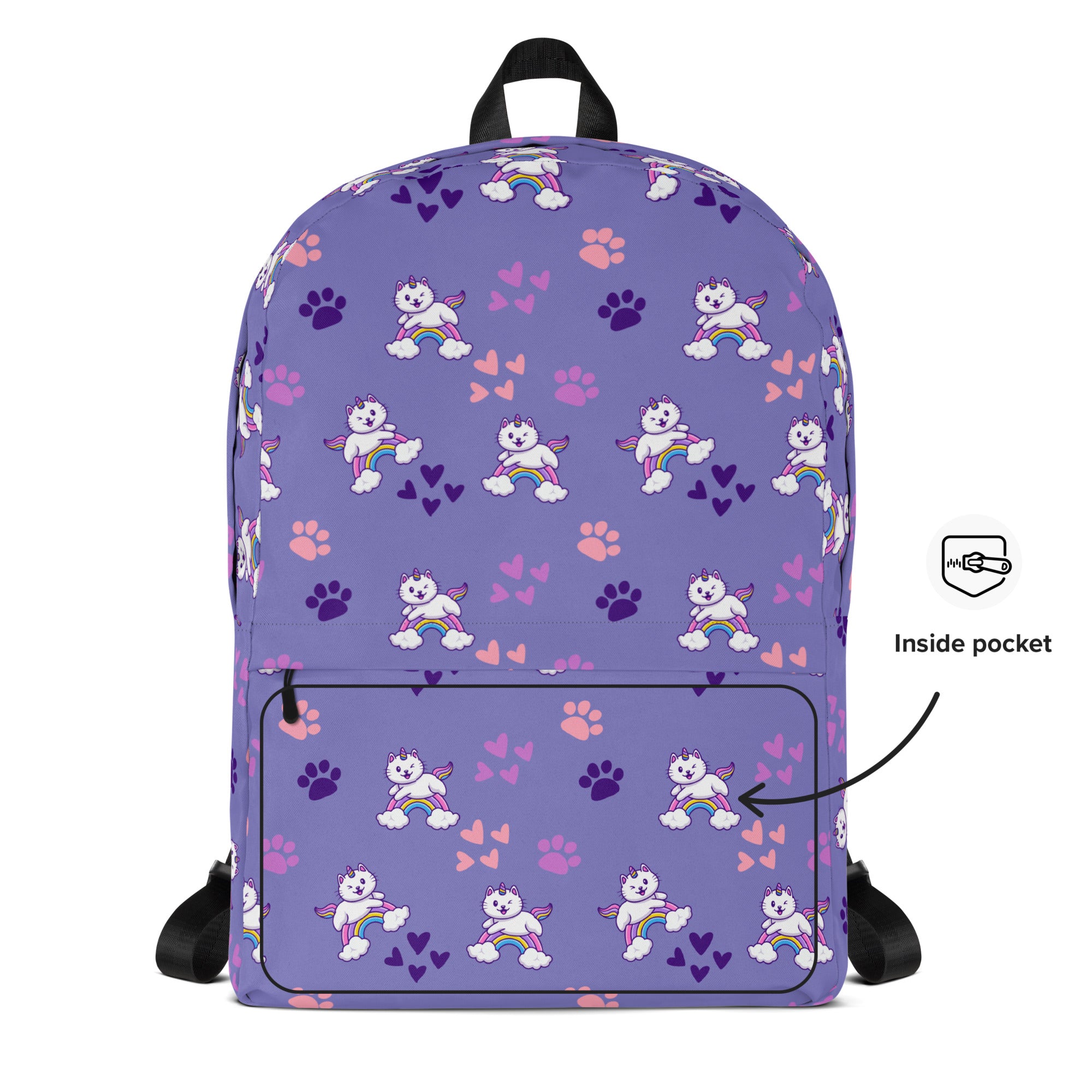 Girls Purple Caticorn Backpack - Water-Resistant School Bag With Adjustable Padded Straps & Breathable Mesh Back
