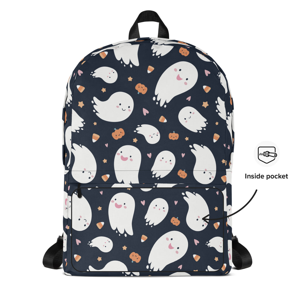 Kids Ghost Halloween Backpack - Water-Resistant School Bag With Adjustable Padded Straps & Breathable Mesh Back