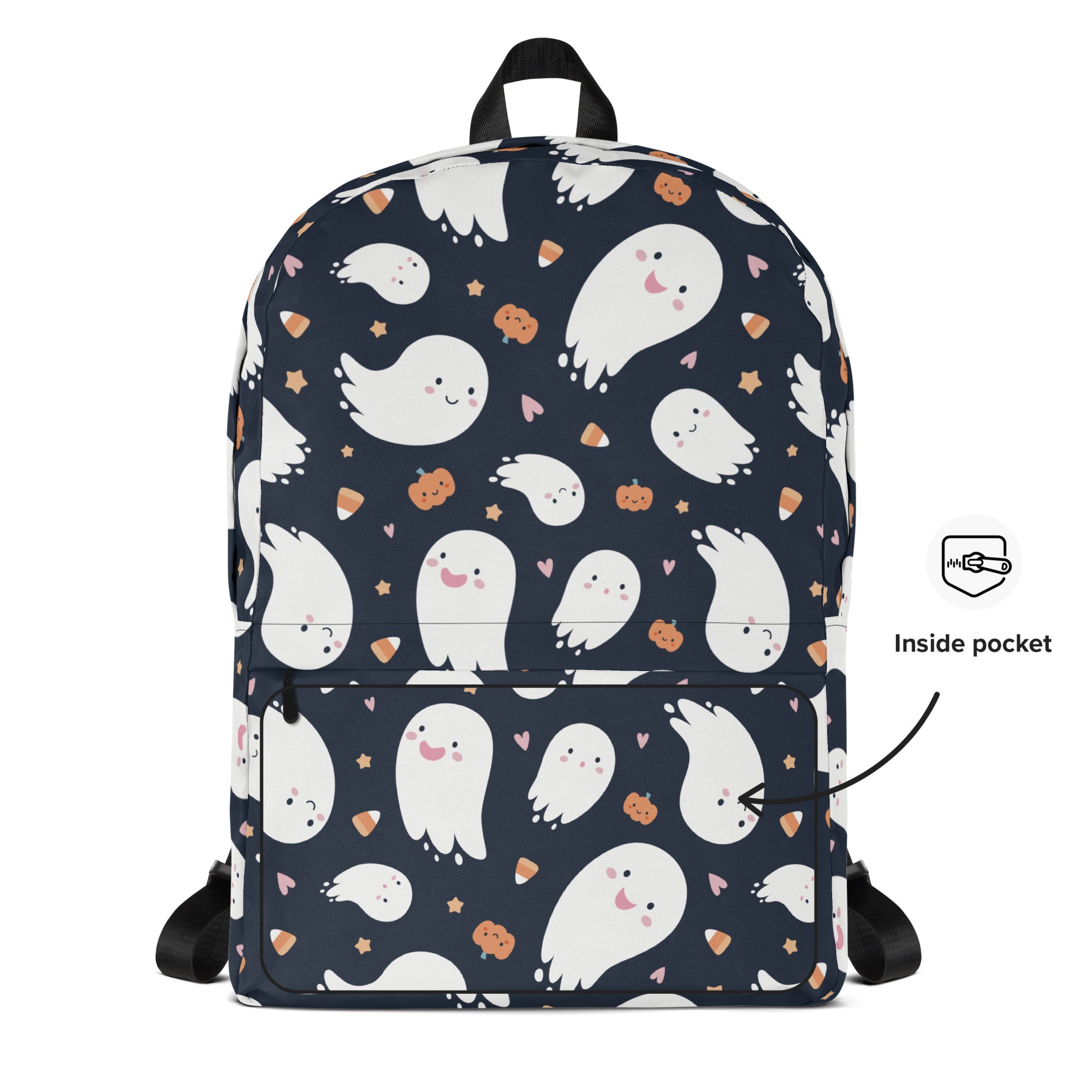 Kids Ghost Halloween Backpack - Water-Resistant School Bag With Adjustable Padded Straps & Breathable Mesh Back
