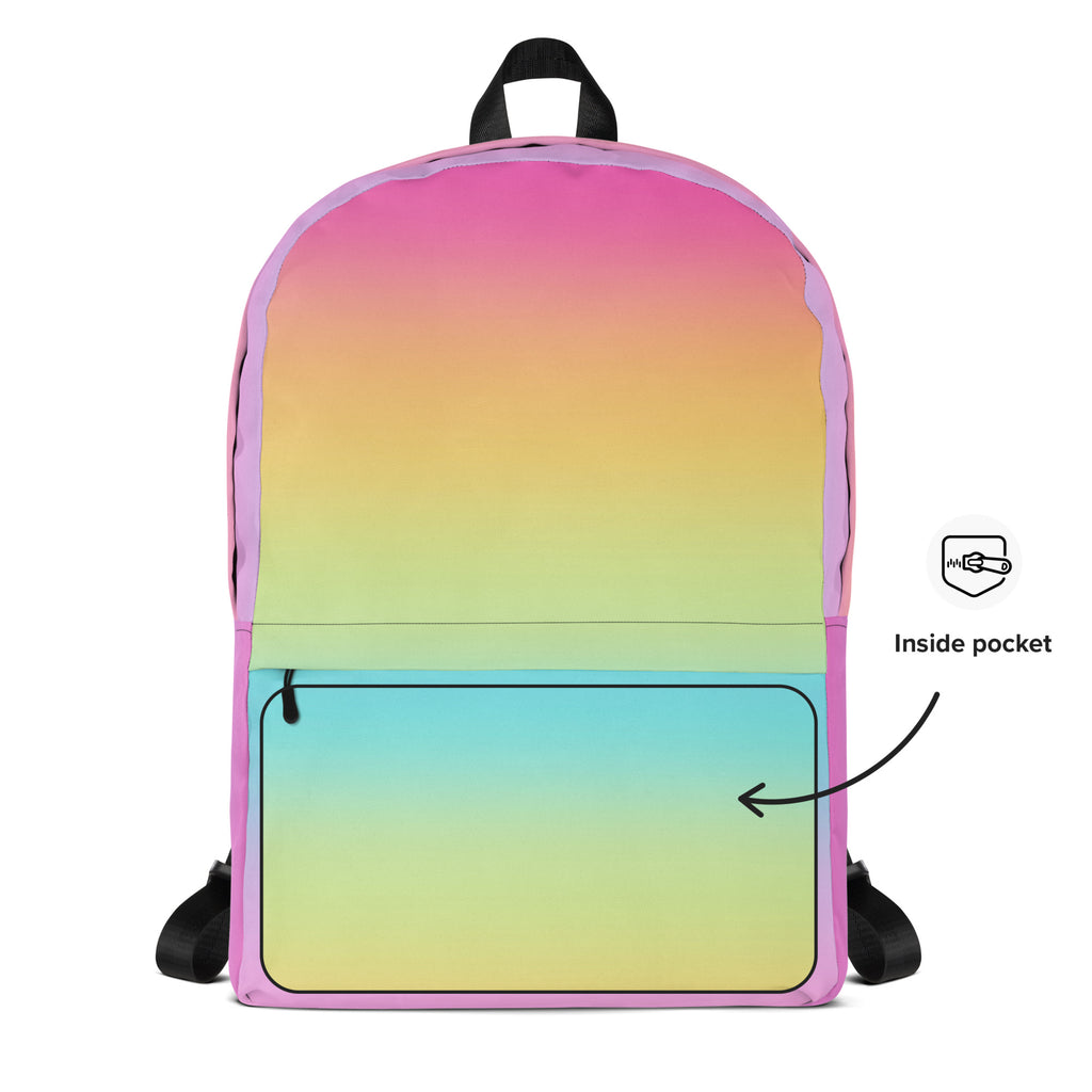 Girls Bright Rainbow Backpack - Water-Resistant School Bag With Adjustable Padded Straps & Breathable Mesh Back
