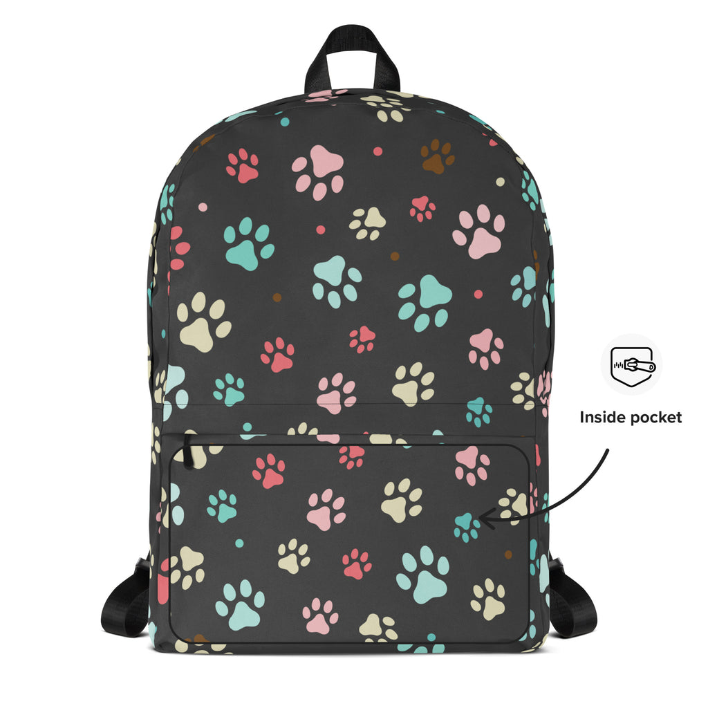 Kids Colorful Paw Print Backpack - Water-Resistant School Bag With Adjustable Padded Straps & Breathable Mesh Back