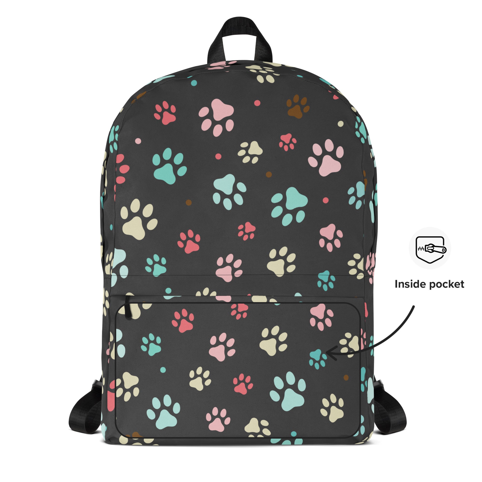 Kids Colorful Paw Print Backpack - Water-Resistant School Bag With Adjustable Padded Straps & Breathable Mesh Back