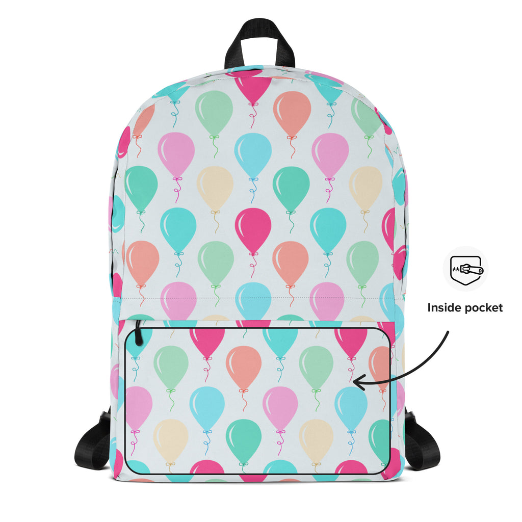 Kids Colorful Balloons Backpack - Water-Resistant School Bag With Adjustable Padded Straps & Breathable Mesh Back