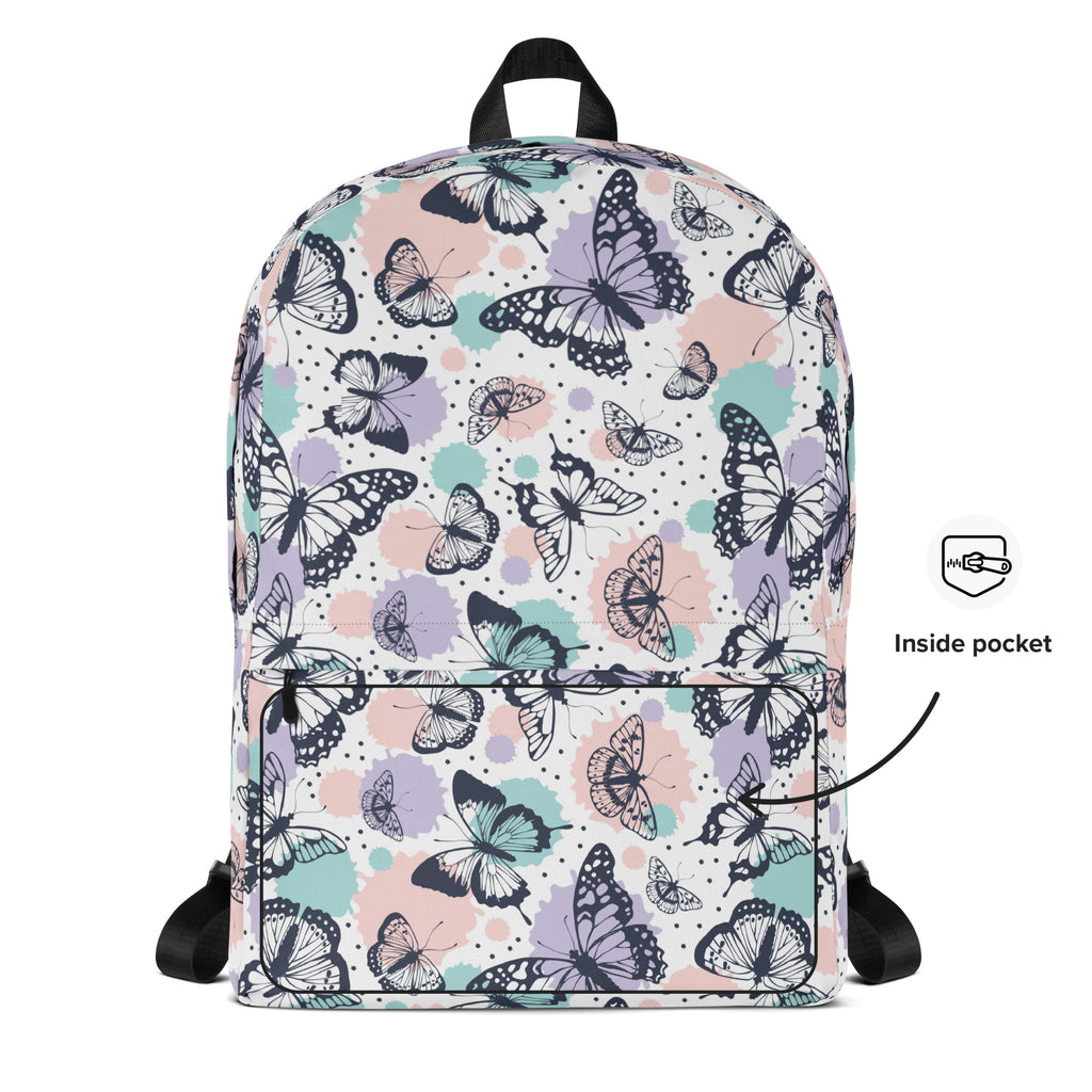 Girls Butterfly Backpack - Water-Resistant School Bag With Adjustable Padded Straps & Breathable Mesh Back