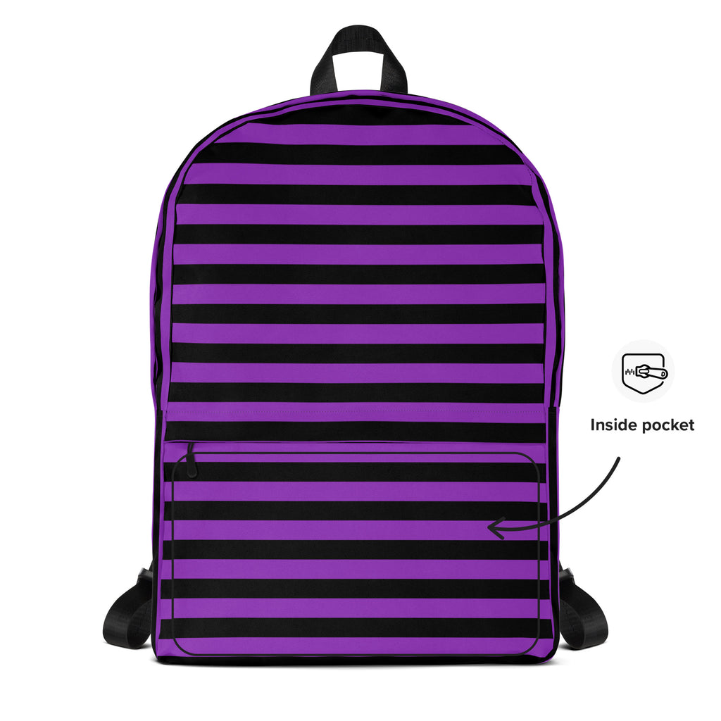 Kids Purple and Black Halloween Backpack - Water-Resistant School Bag With Adjustable Padded Straps & Breathable Mesh Back
