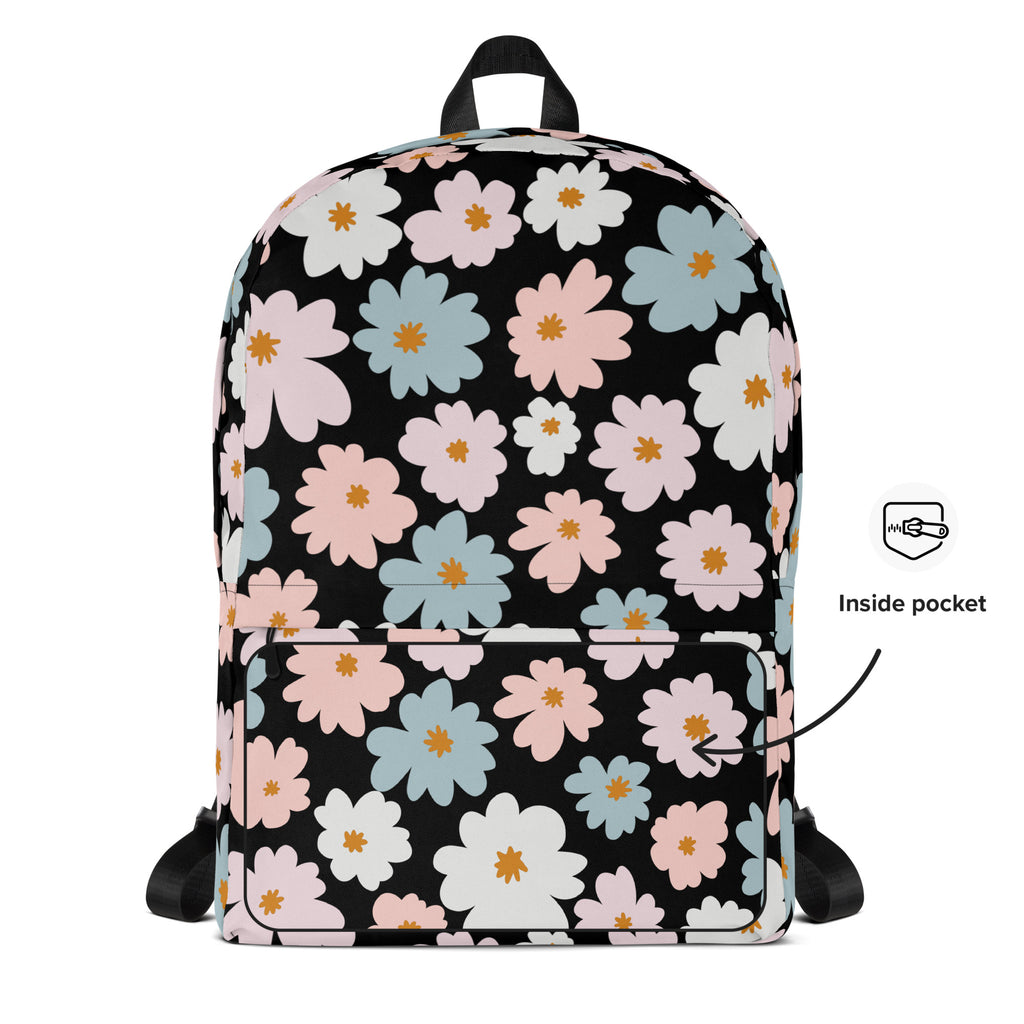Girls Retro Floral Backpack - Water-Resistant School Bag With Adjustable Padded Straps & Breathable Mesh Back