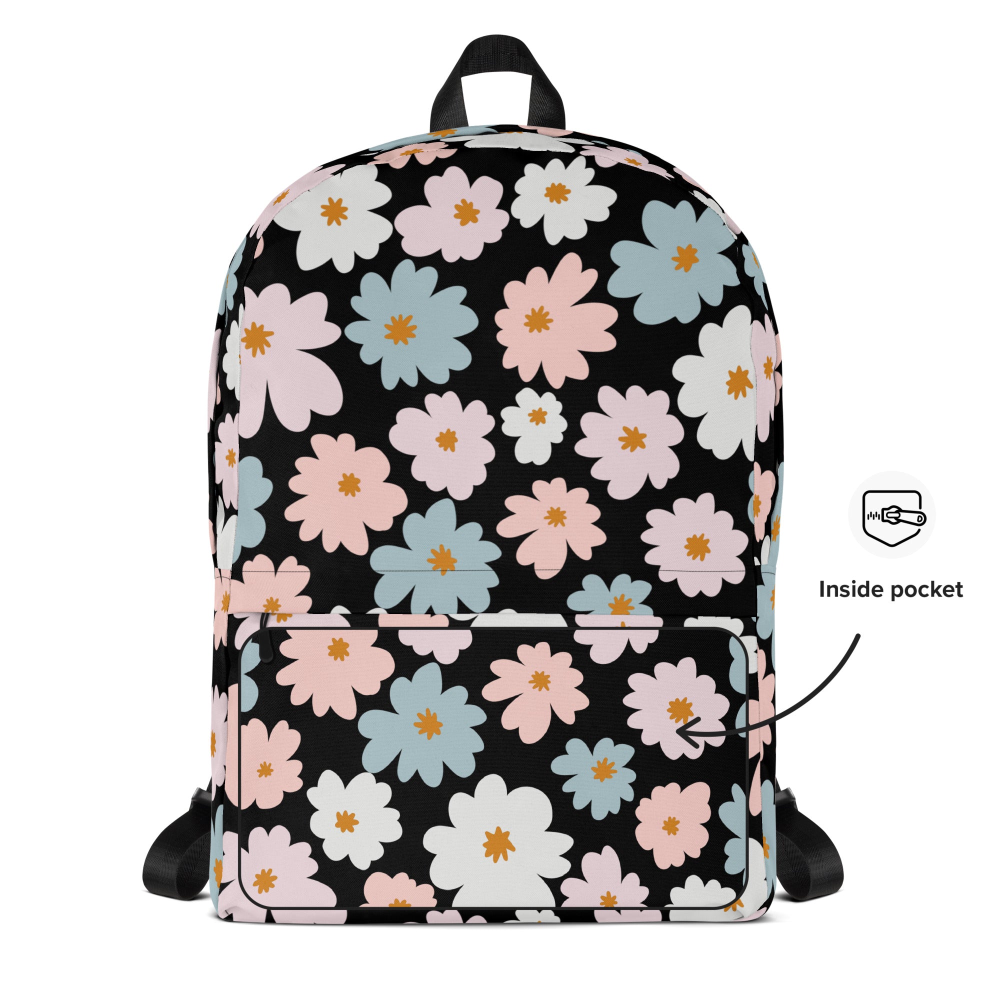 Girls Retro Floral Backpack - Water-Resistant School Bag With Adjustable Padded Straps & Breathable Mesh Back