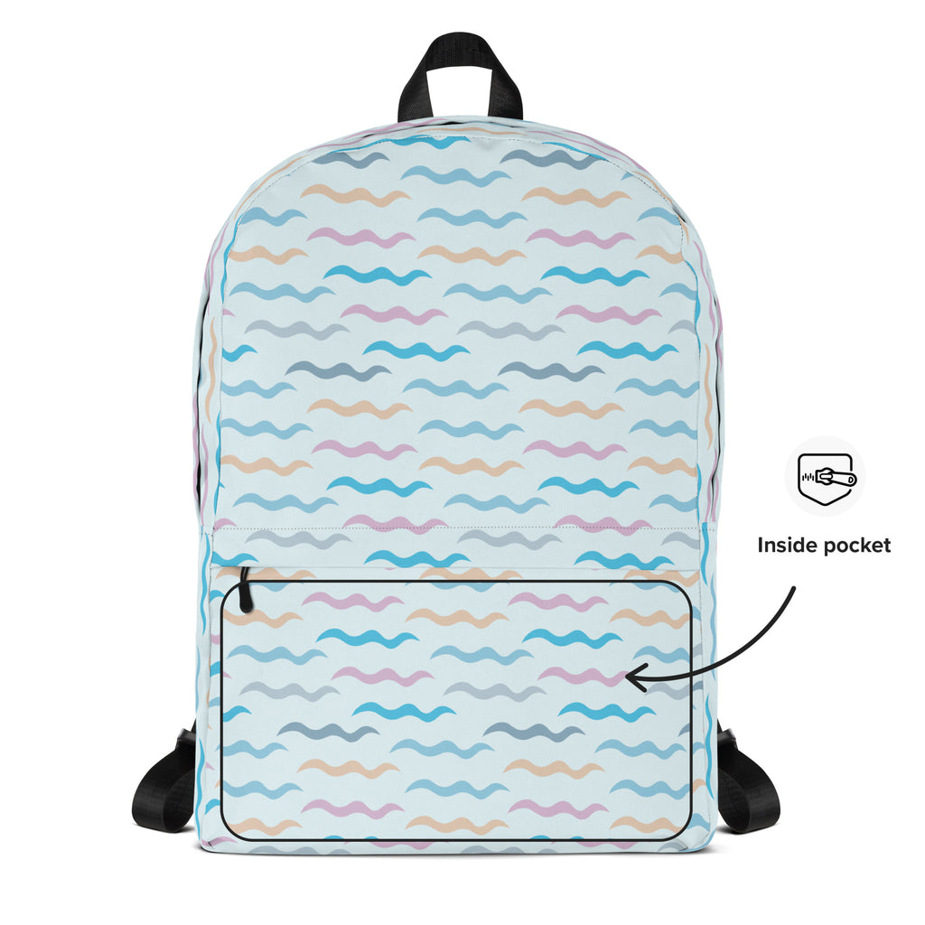 Kids Colorful Ocean Waves Backpack - Water-Resistant School Bag With Adjustable Padded Straps & Breathable Mesh Back
