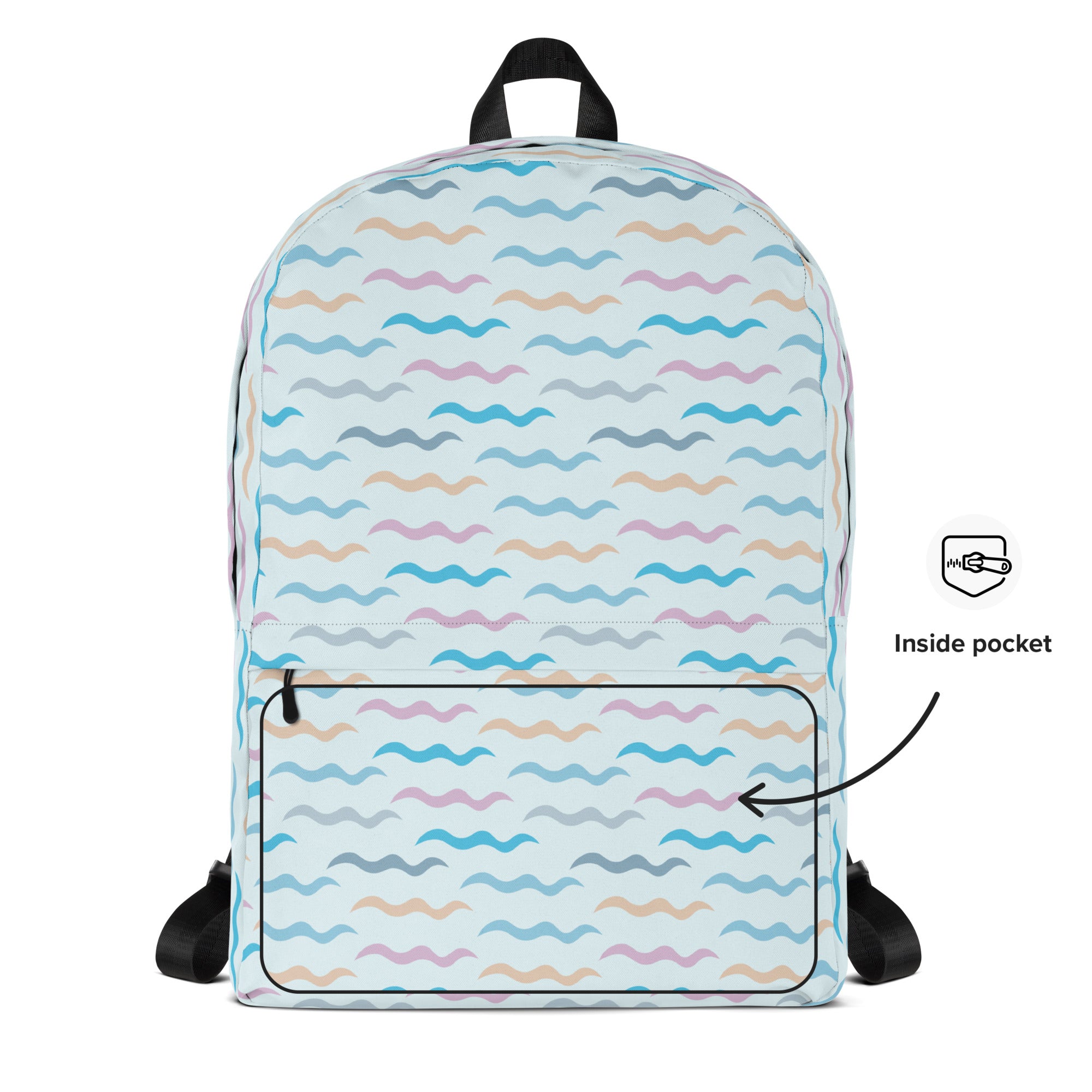 Kids Colorful Ocean Waves Backpack - Water-Resistant School Bag With Adjustable Padded Straps & Breathable Mesh Back