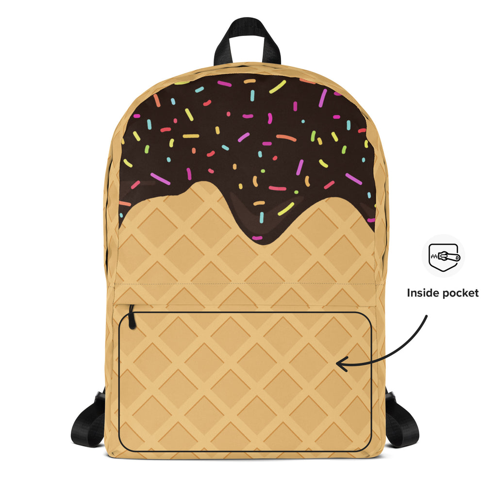 Kids Chocolate Ice Cream Cone Backpack - Water-Resistant School Bag With Adjustable Padded Straps & Breathable Mesh Back