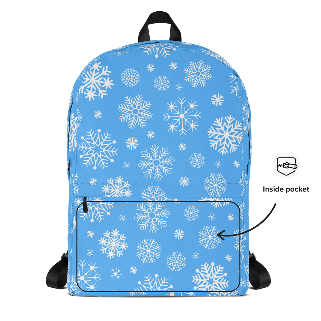 Kids Blue Snowflakes Backpack - Water-Resistant School Bag With Adjustable Padded Straps & Breathable Mesh Back