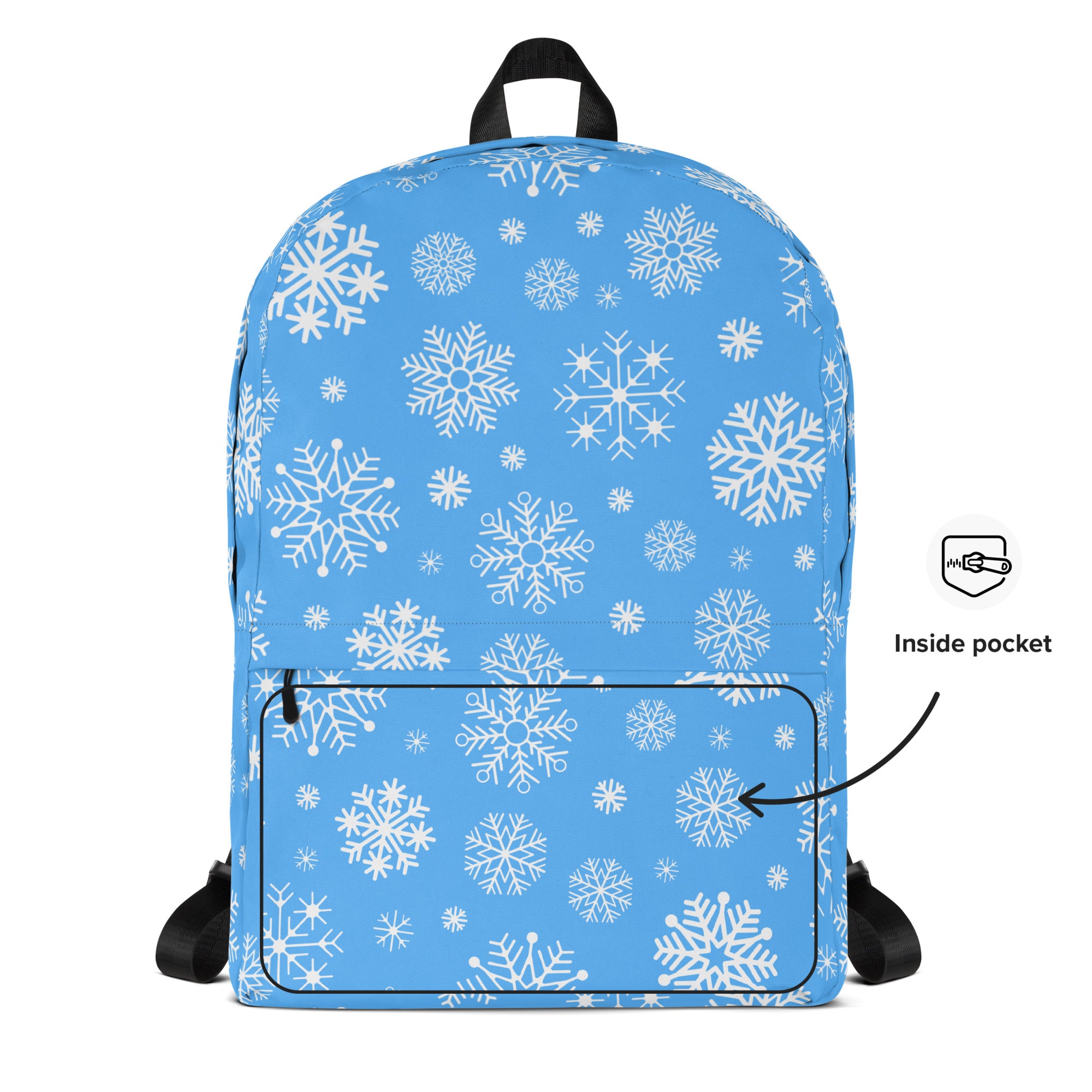 Kids Blue Snowflakes Backpack - Water-Resistant School Bag With Adjustable Padded Straps & Breathable Mesh Back