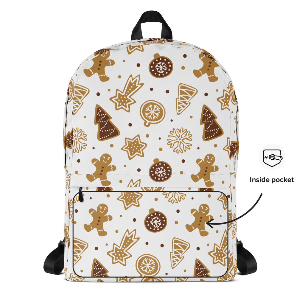 Kids Gingerbread Cookies Christmas Backpack - Water-Resistant School Bag With Adjustable Padded Straps & Breathable Mesh Back