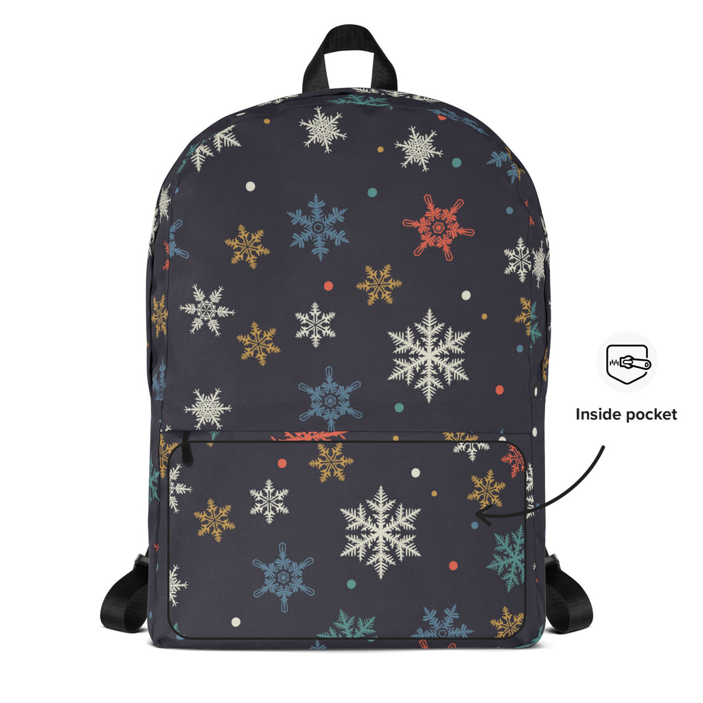 Kids Colorful Snowflake Christmas Backpack - Water-Resistant School Bag With Adjustable Padded Straps & Breathable Mesh Back