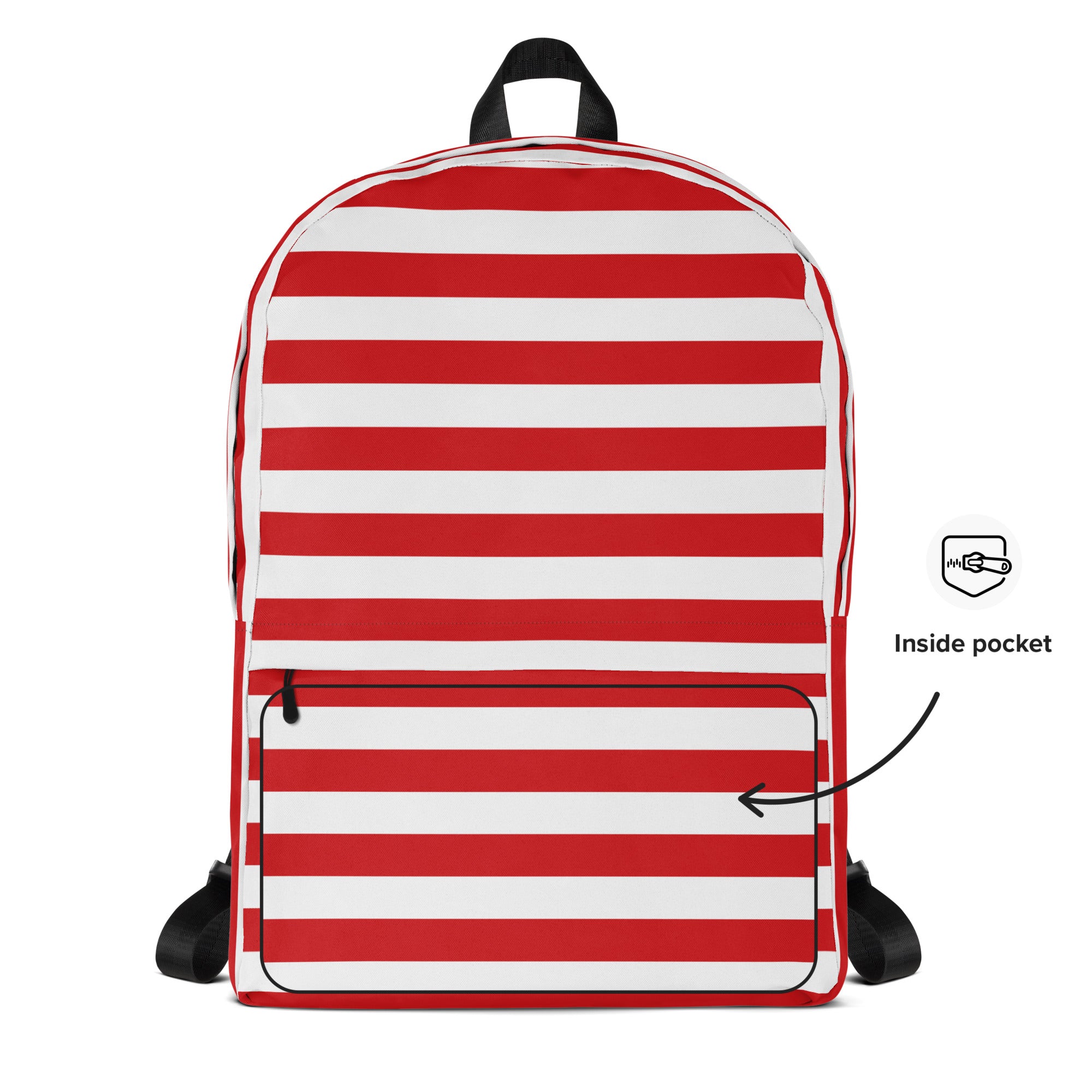 Kids Striped Red Christmas Backpack - Water-Resistant School Bag With Adjustable Padded Straps & Breathable Mesh Back