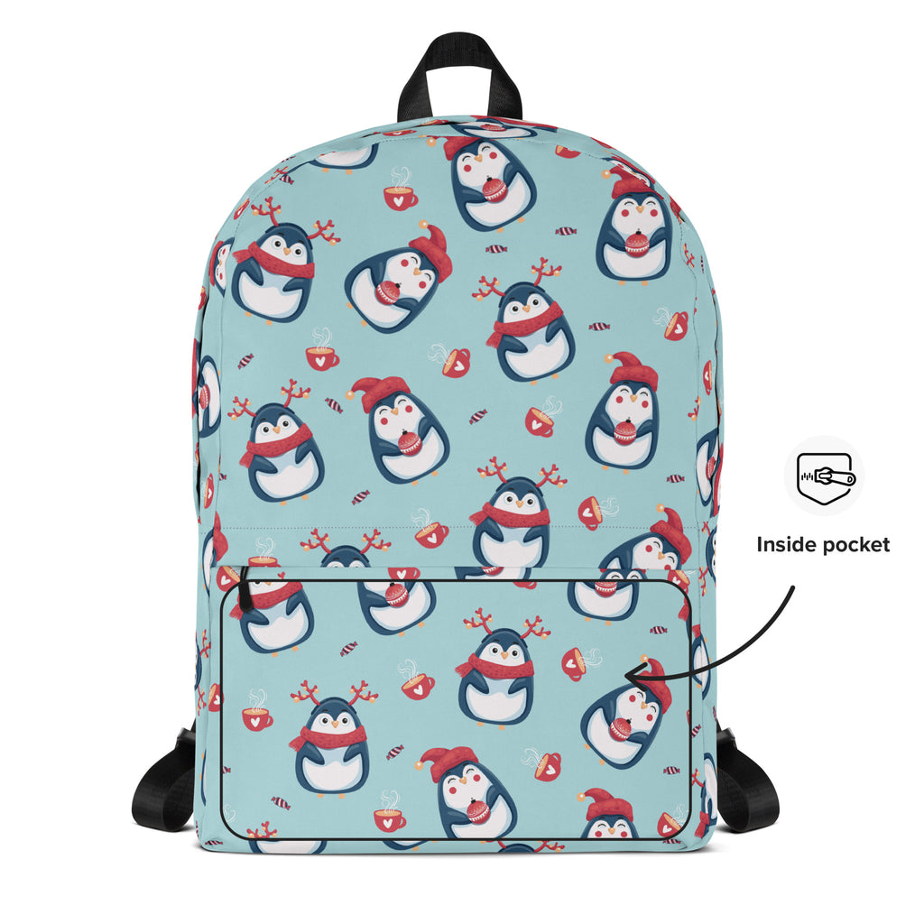 Kids Reindeer Penguin Christmas Backpack - Water-Resistant School Bag With Adjustable Padded Straps & Breathable Mesh Back