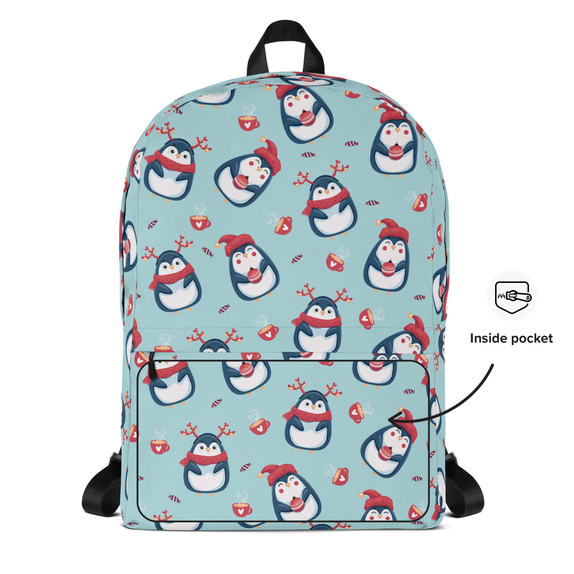 Kids Reindeer Penguin Christmas Backpack - Water-Resistant School Bag With Adjustable Padded Straps & Breathable Mesh Back