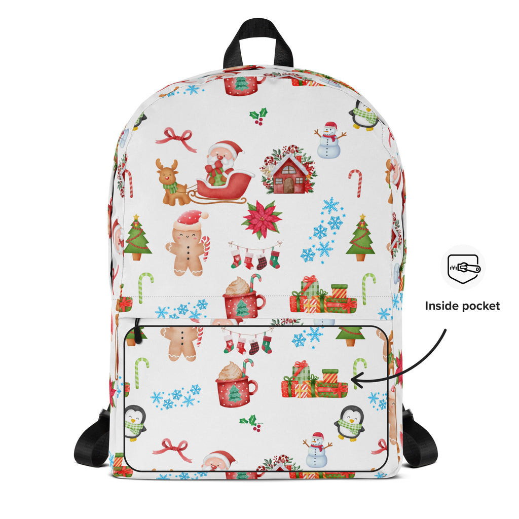 Kids Christmas Themed Backpack - Water-Resistant School Bag With Adjustable Padded Straps & Breathable Mesh Back