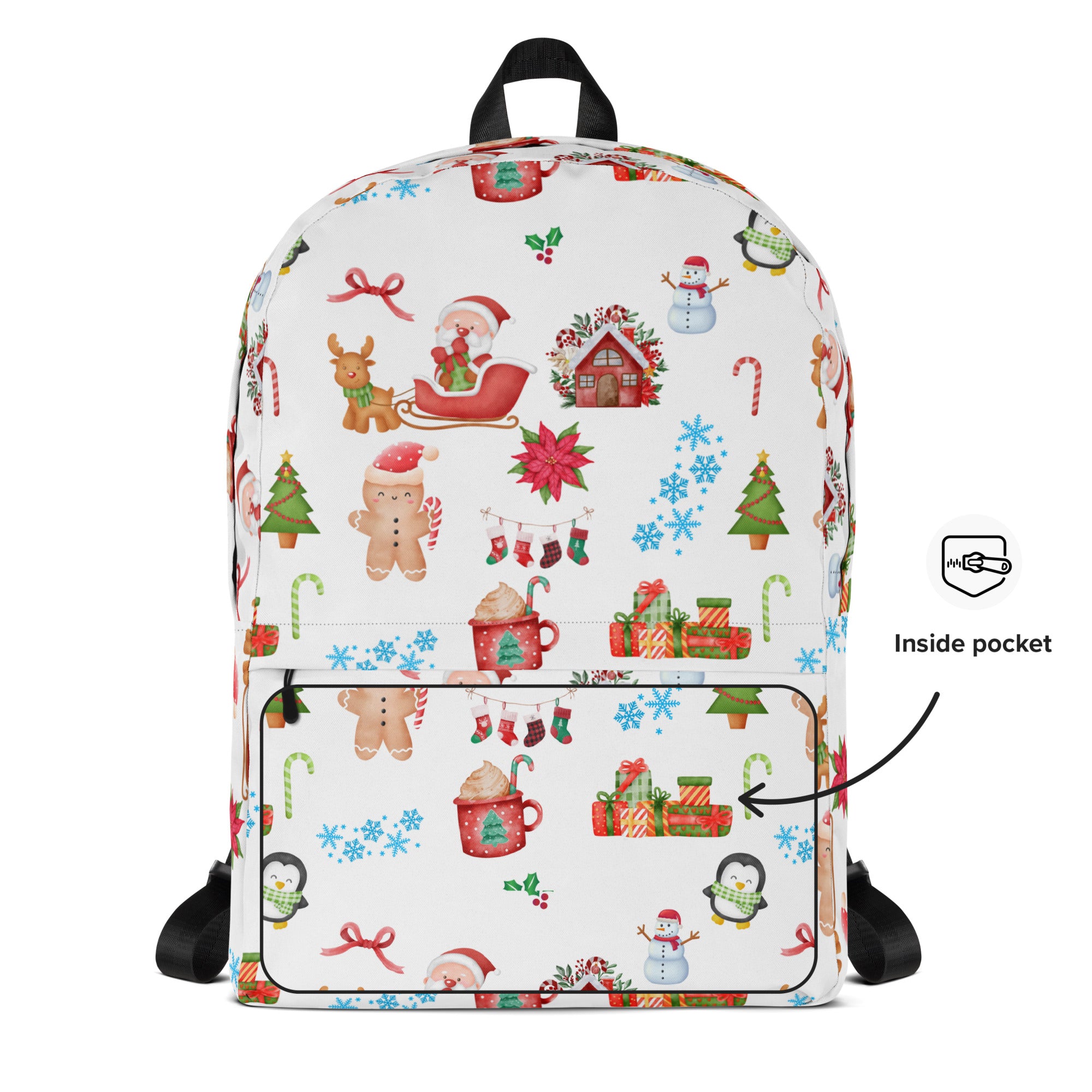Kids Christmas Themed Backpack - Water-Resistant School Bag With Adjustable Padded Straps & Breathable Mesh Back