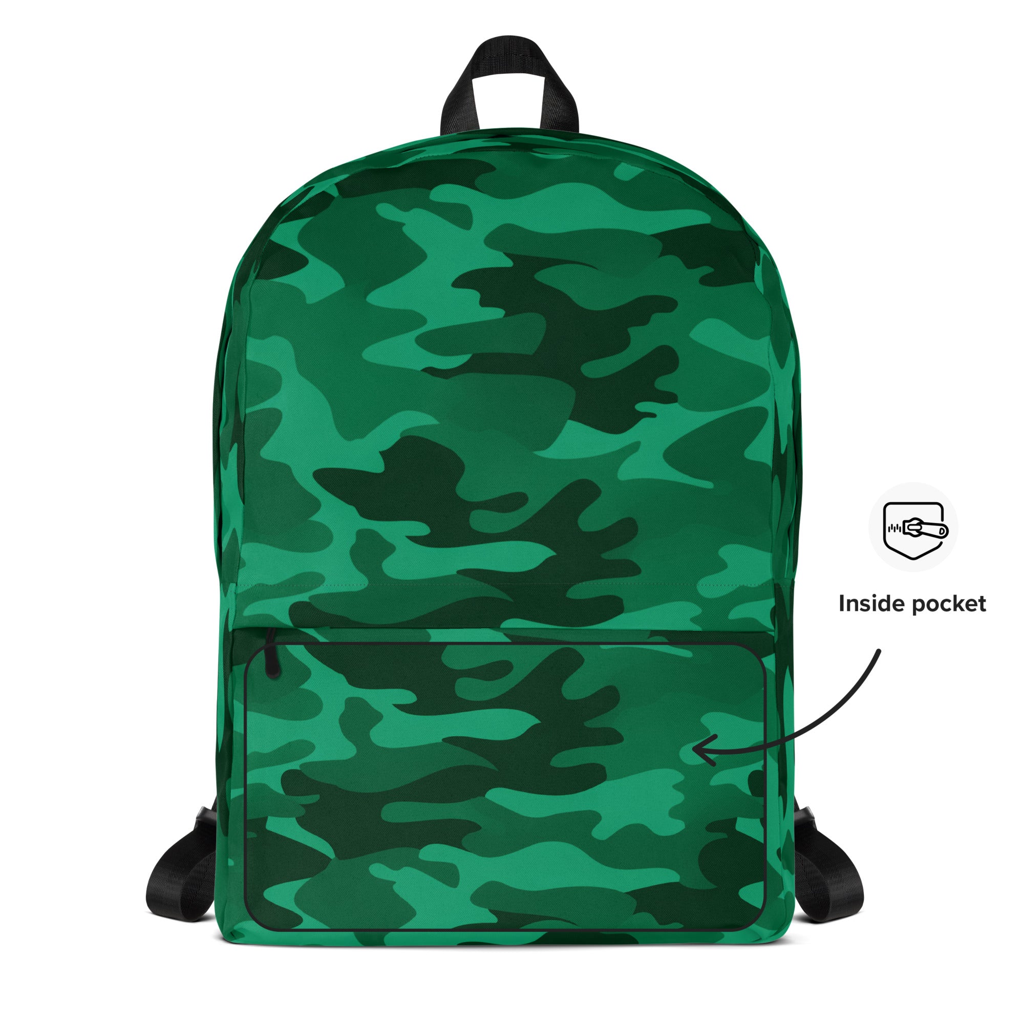 Kids Green Camouflage Backpack - Water-Resistant School Bag With Adjustable Padded Straps & Breathable Mesh Back