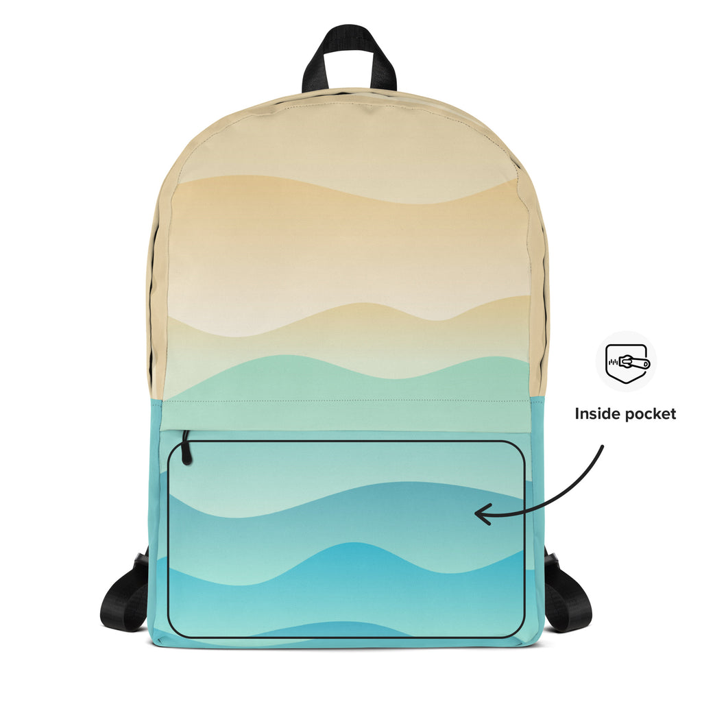 Kids Ocean Waves Backpack - Water-Resistant School Bag With Adjustable Padded Straps & Breathable Mesh Back