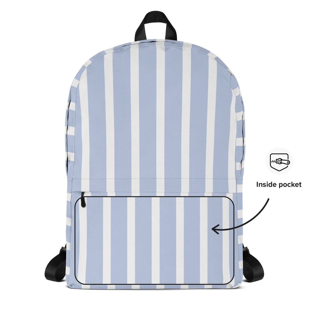 Kids Blue Stripe Backpack - Water-Resistant School Bag With Adjustable Padded Straps & Breathable Mesh Back