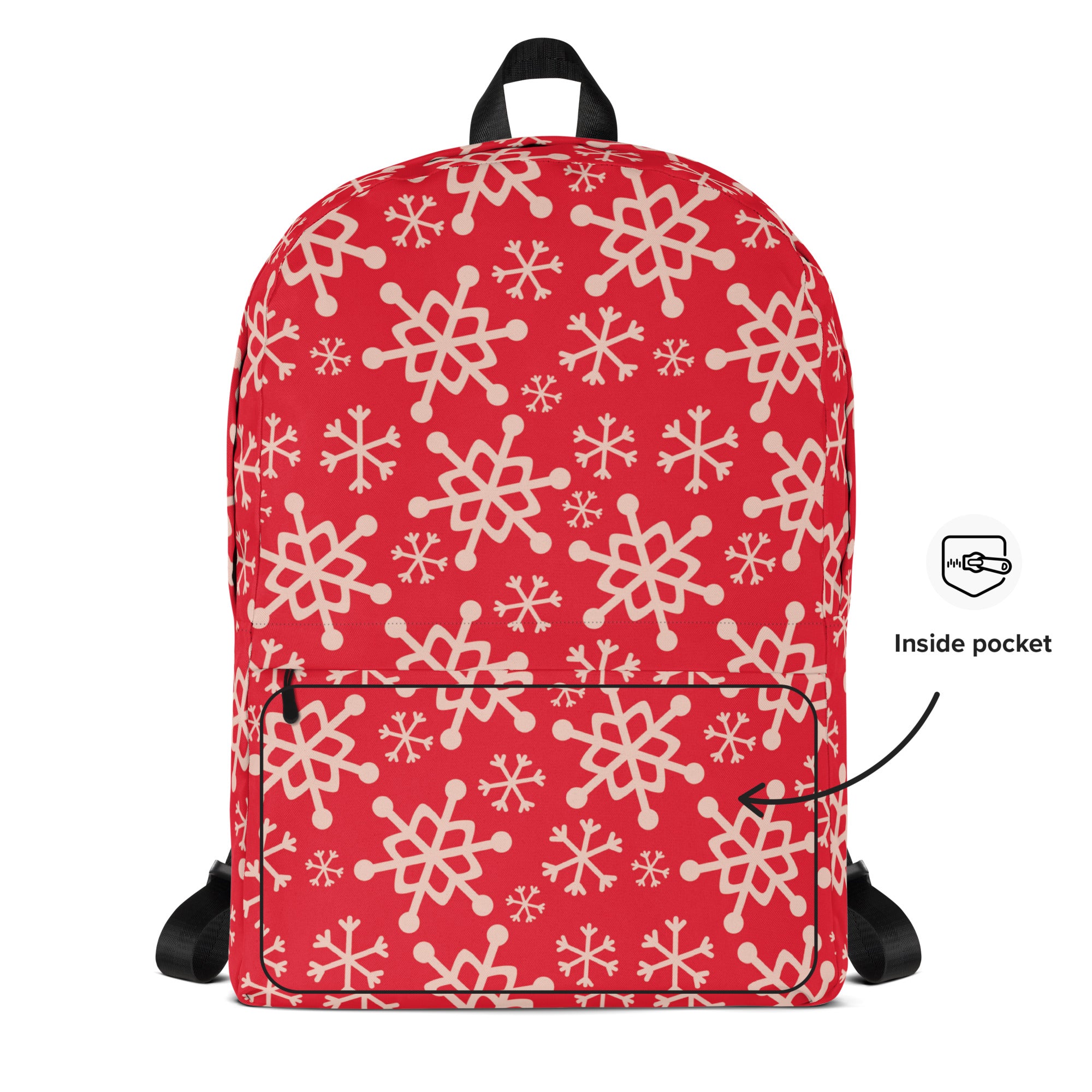 Kids Red Snowflake Backpack - Water-Resistant School Bag With Adjustable Padded Straps & Breathable Mesh Back