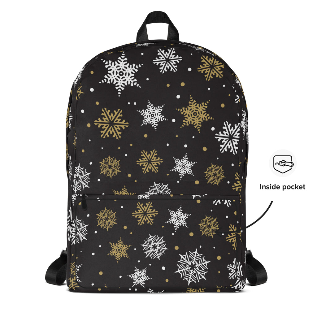 Kids Golden Snowflake Backpack - Water-Resistant School Bag With Adjustable Padded Straps & Breathable Mesh Back