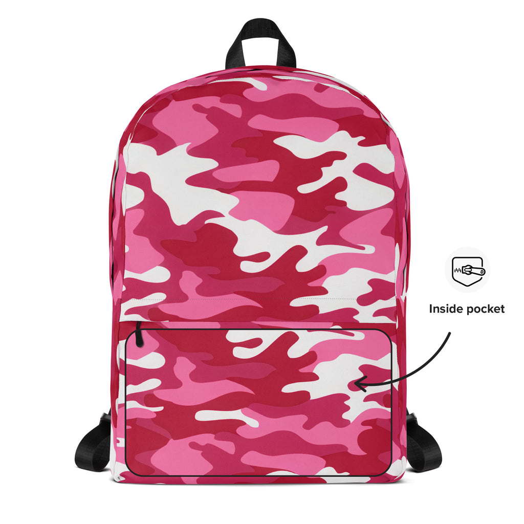 Girls Bright Pink Camouflage Backpack - Water-Resistant School Bag With Adjustable Padded Straps & Breathable Mesh Back