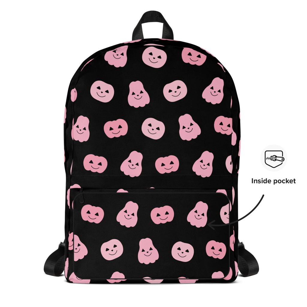 Girls Pink Pumpkins Halloween Backpack - Water-Resistant School Bag With Adjustable Padded Straps & Breathable Mesh Back