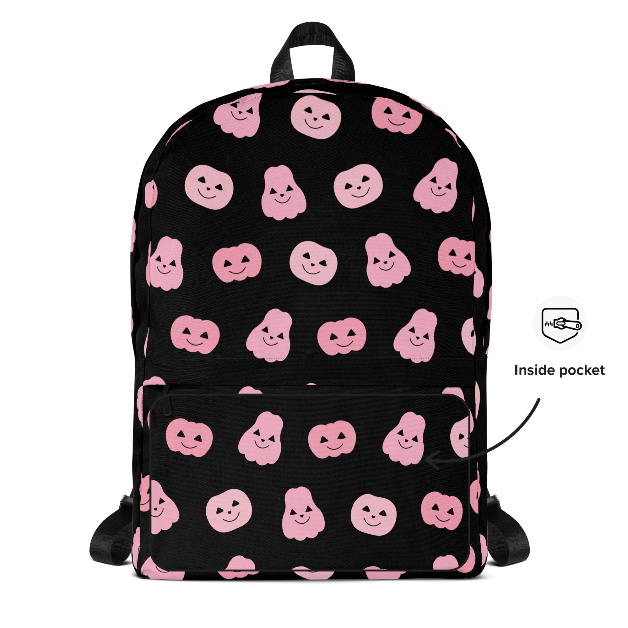 Girls Pink Pumpkins Halloween Backpack - Water-Resistant School Bag With Adjustable Padded Straps & Breathable Mesh Back