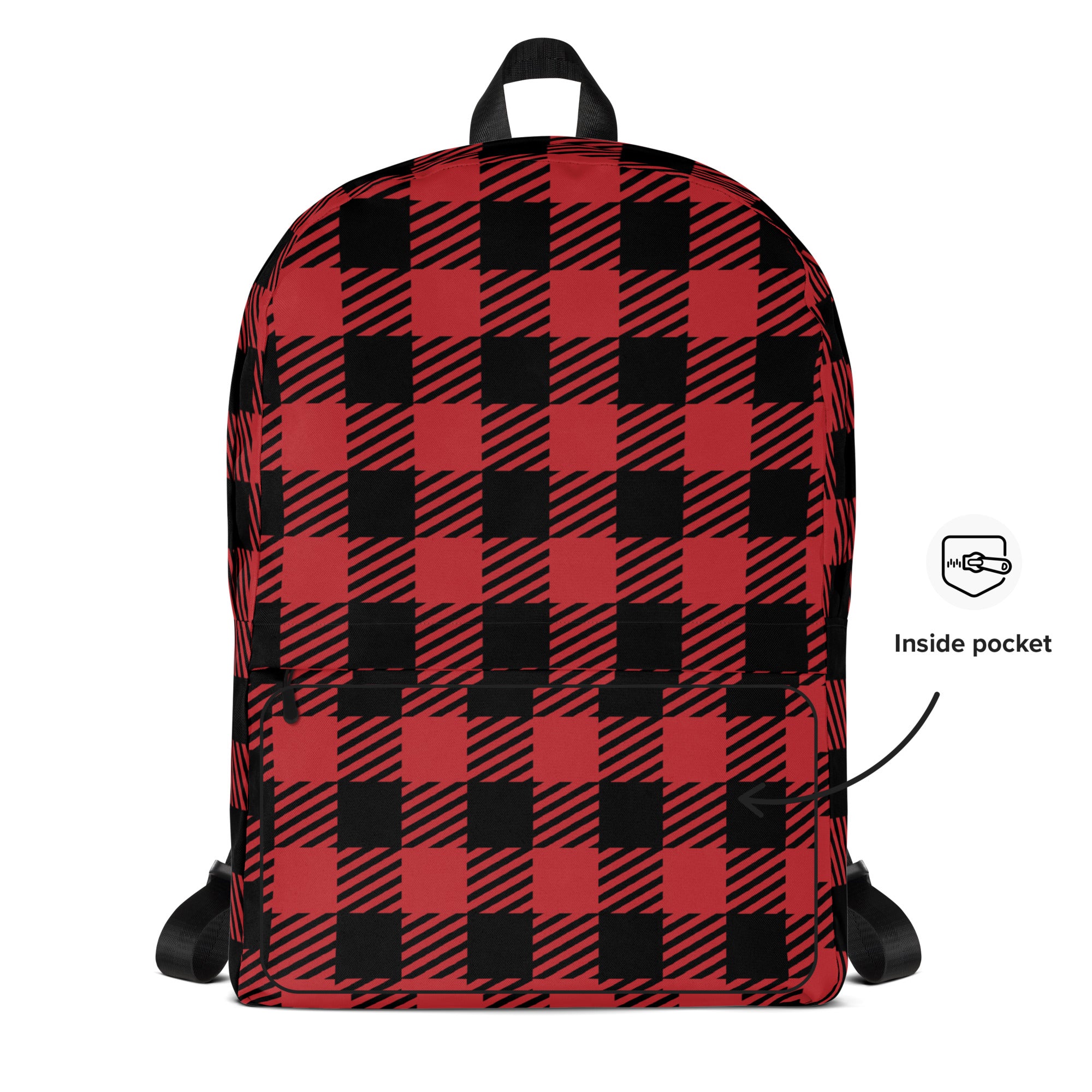 Kids Red Buffalo Plaid Backpack - Water-Resistant School Bag With Adjustable Padded Straps & Breathable Mesh Back