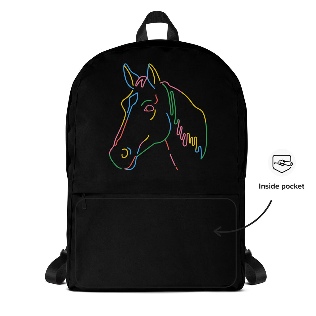 Kids Colorful Horse Outline Backpack - Water-Resistant School Bag With Adjustable Padded Straps & Breathable Mesh Back