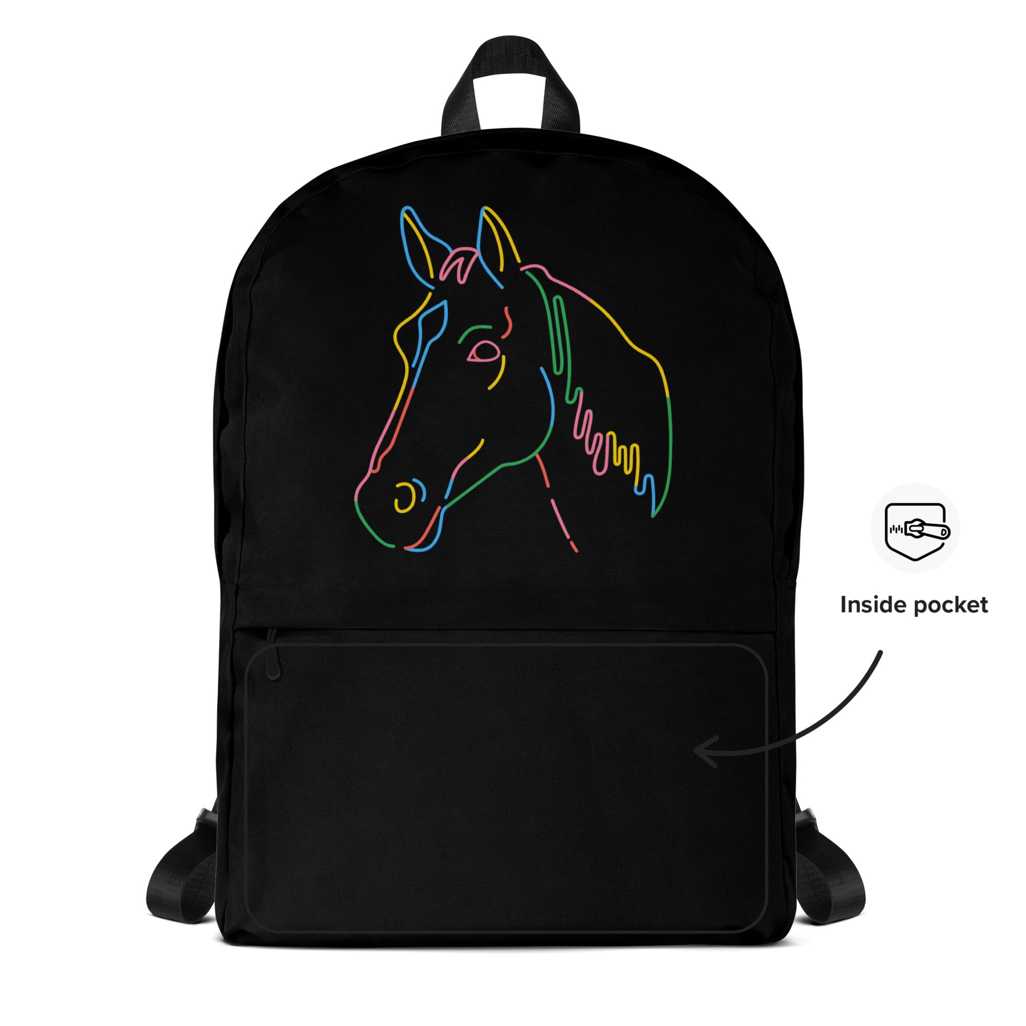 Kids Colorful Horse Outline Backpack - Water-Resistant School Bag With Adjustable Padded Straps & Breathable Mesh Back
