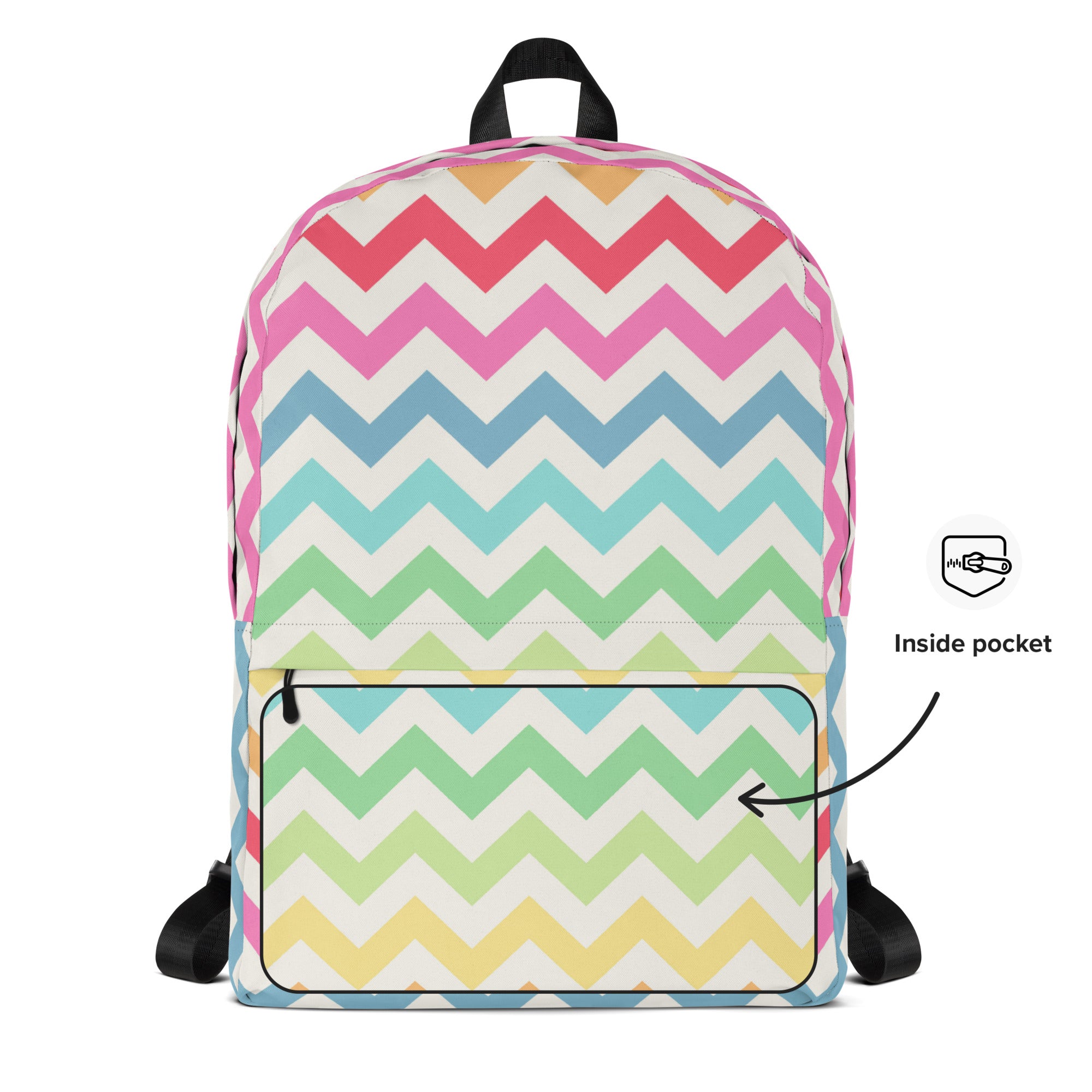Girls Rainbow Chevron Backpack - Water-Resistant School Bag With Adjustable Padded Straps & Breathable Mesh Back