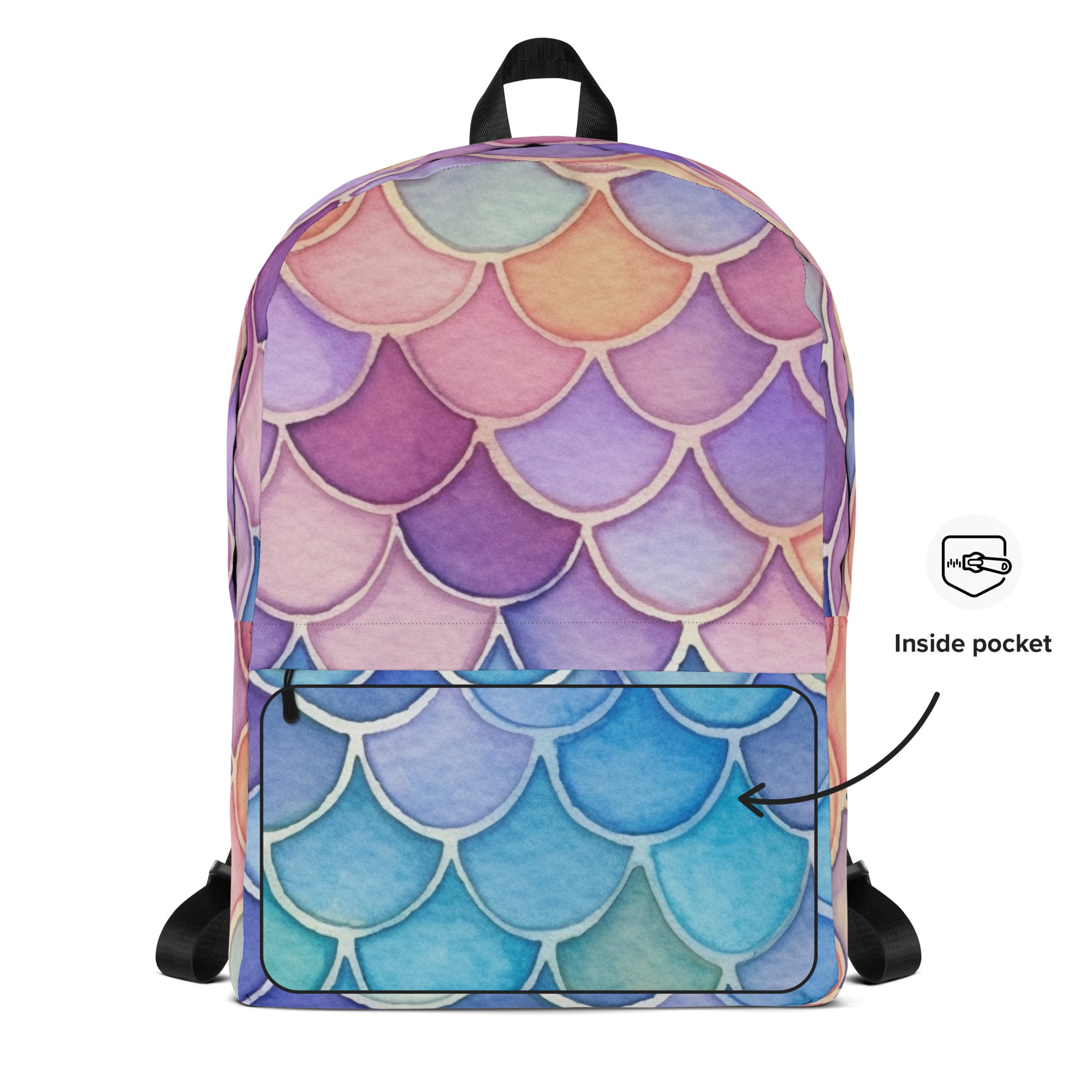 Girls Watercolor Mermaid Backpack - Water-Resistant School Bag With Adjustable Padded Straps & Breathable Mesh Back