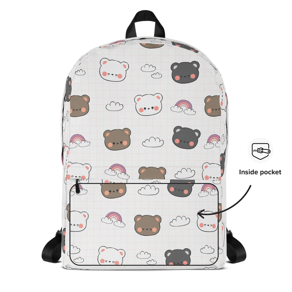 Girls Kawaii Bear Backpack - Water-Resistant School Bag With Adjustable Padded Straps & Breathable Mesh Back
