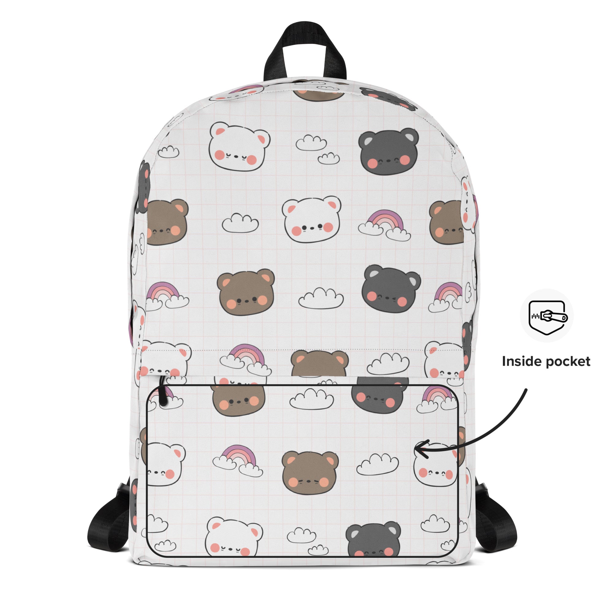 Girls Kawaii Bear Backpack - Water-Resistant School Bag With Adjustable Padded Straps & Breathable Mesh Back