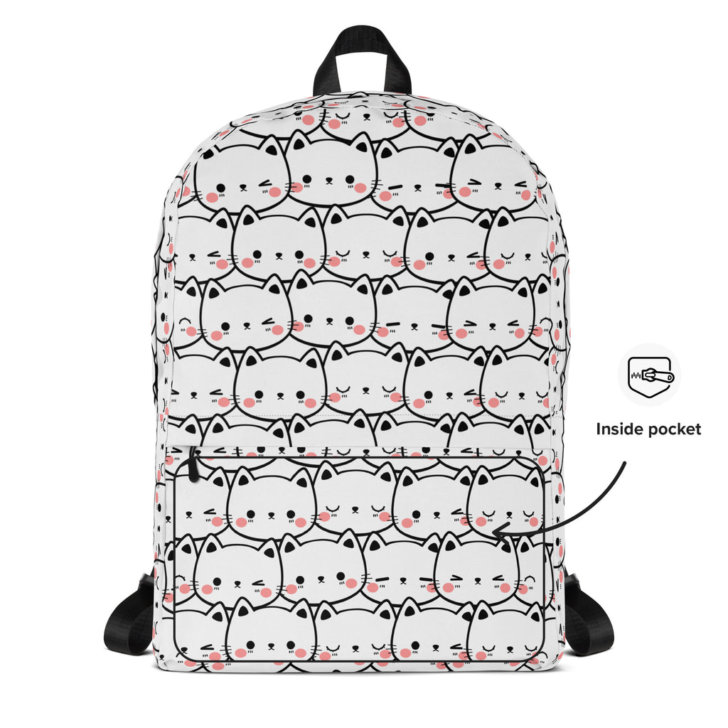 Girls Cat Print Backpack - Water-Resistant School Bag With Adjustable Padded Straps & Breathable Mesh Back