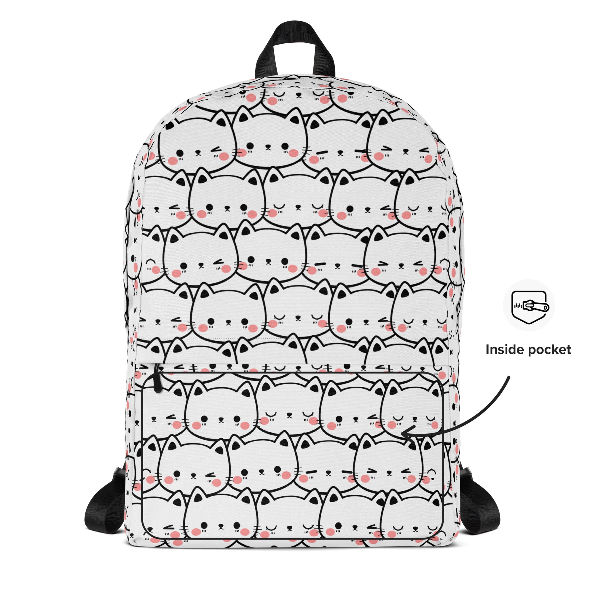 Girls Cat Print Backpack - Water-Resistant School Bag With Adjustable Padded Straps & Breathable Mesh Back