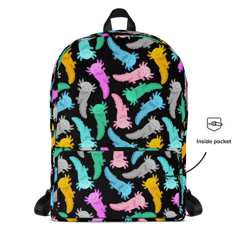 Girls Colorful Axolotl Backpack - Water-Resistant School Bag With Adjustable Padded Straps & Breathable Mesh Back