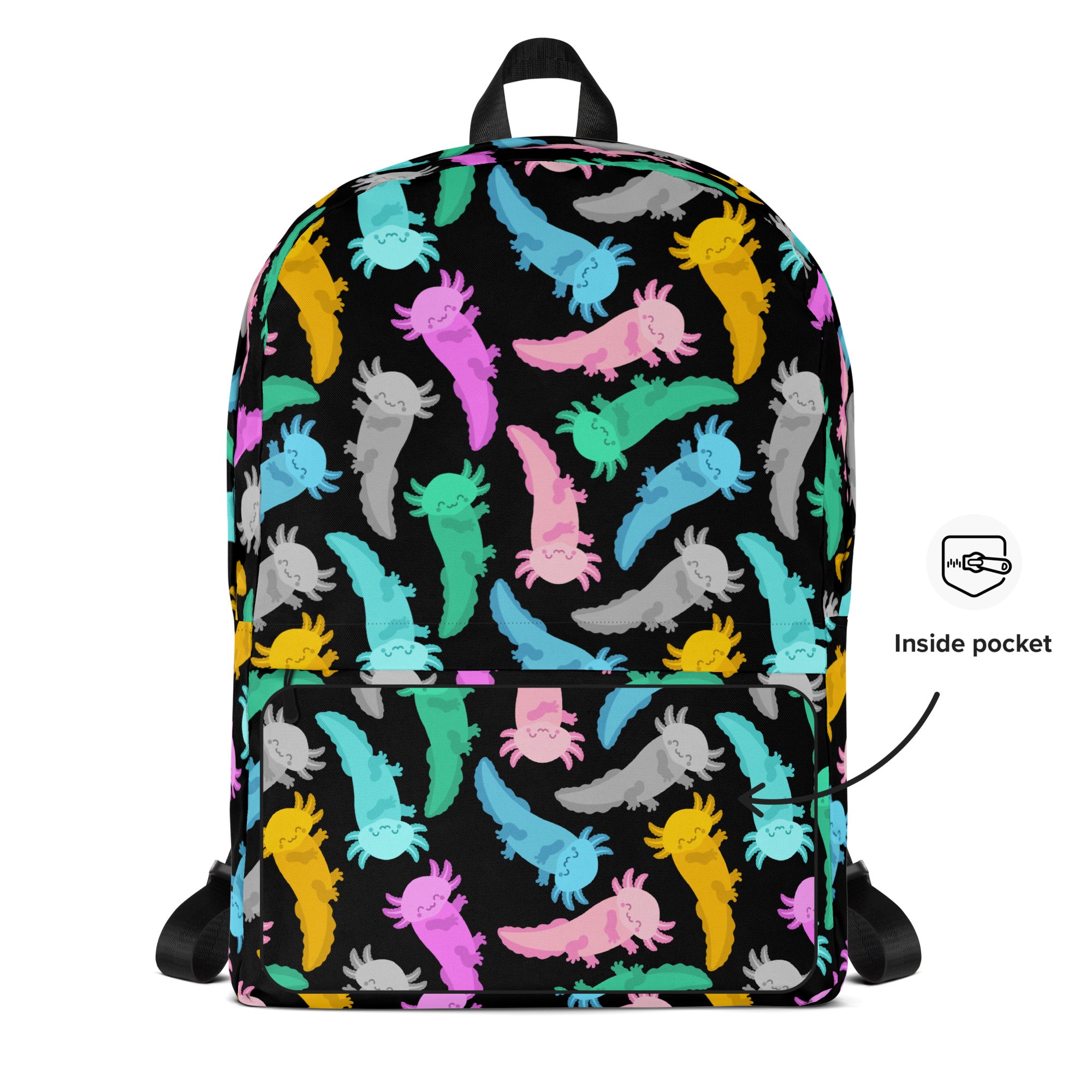 Girls Colorful Axolotl Backpack - Water-Resistant School Bag With Adjustable Padded Straps & Breathable Mesh Back