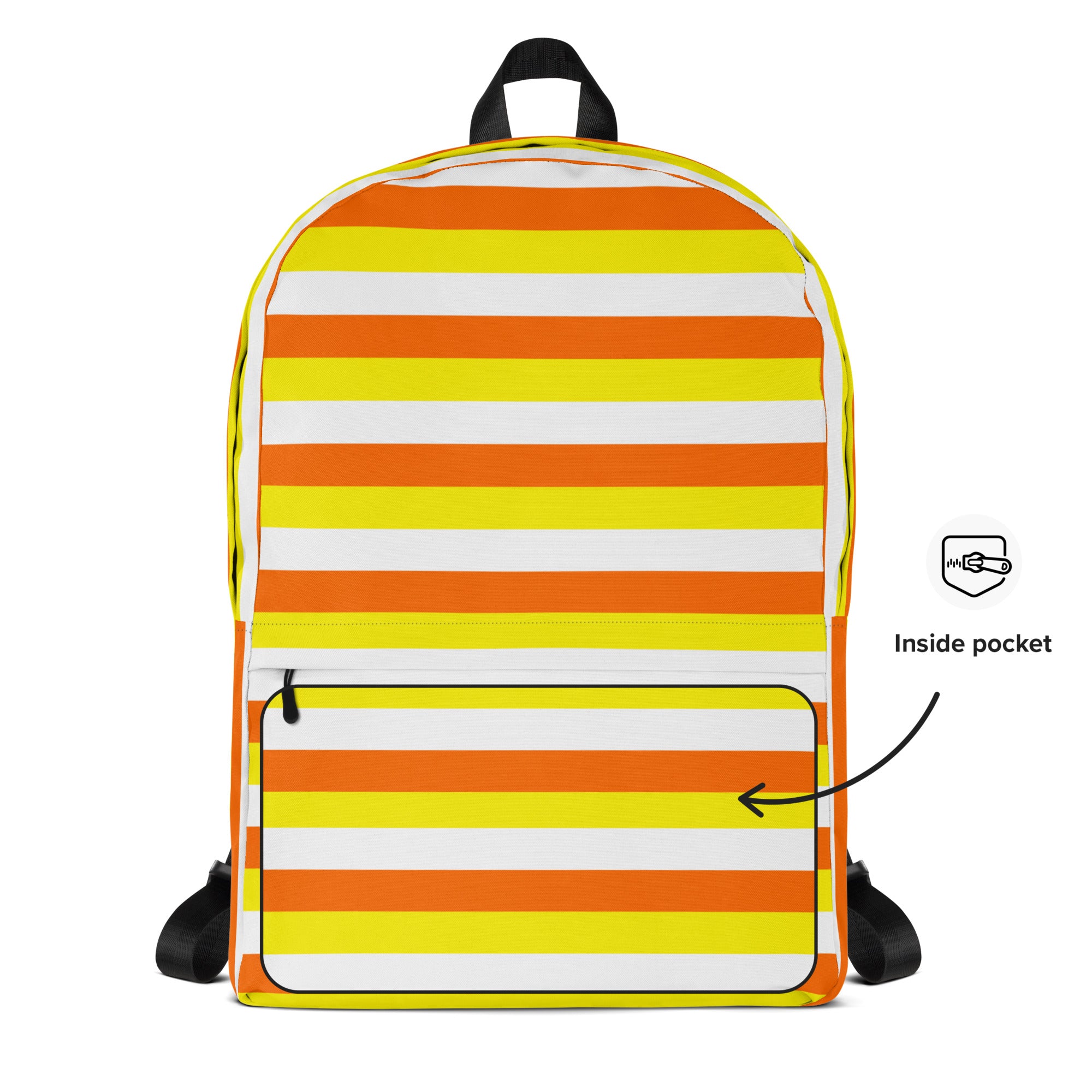 Kids Candy Corn Stripes Backpack - Water-Resistant School Bag With Adjustable Padded Straps & Breathable Mesh Back