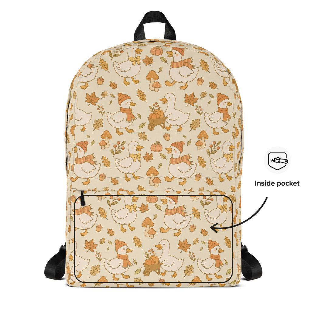Kids Autumn Ducks Backpack - Water-Resistant School Bag With Adjustable Padded Straps & Breathable Mesh Back