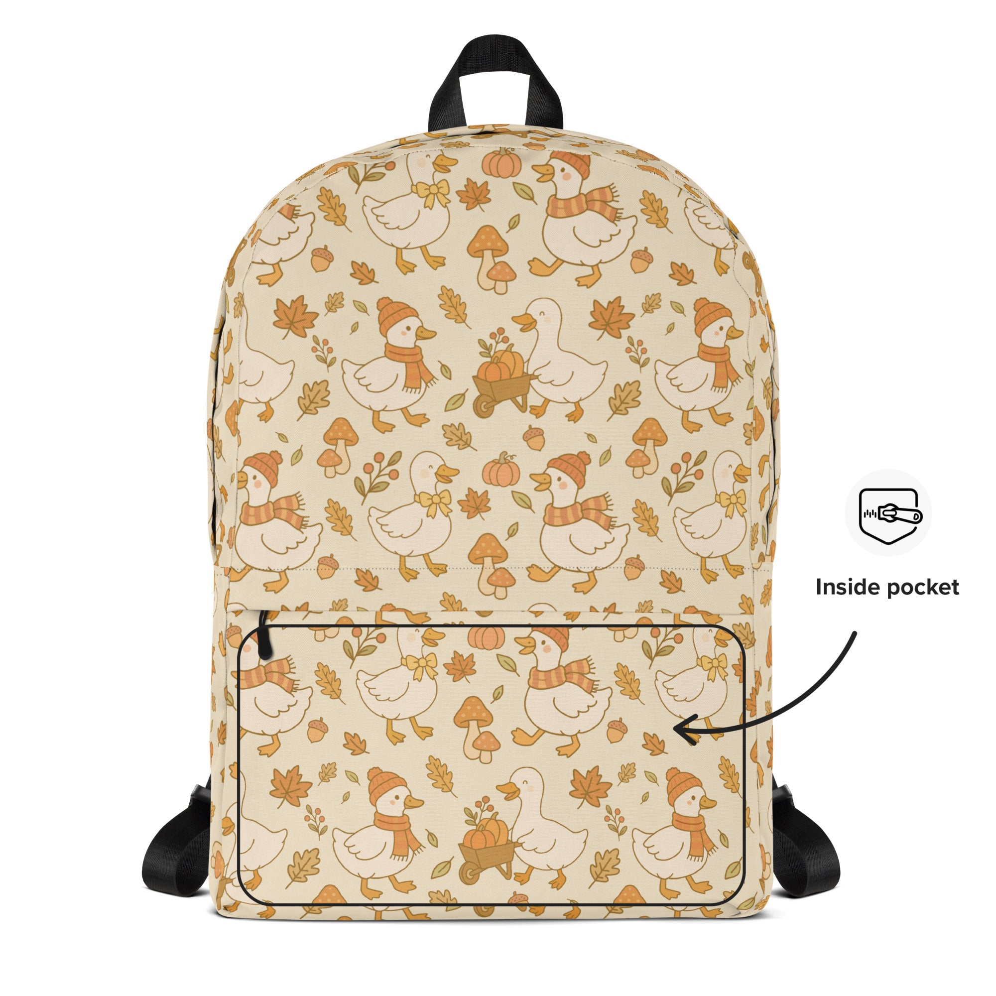 Kids Autumn Ducks Backpack - Water-Resistant School Bag With Adjustable Padded Straps & Breathable Mesh Back