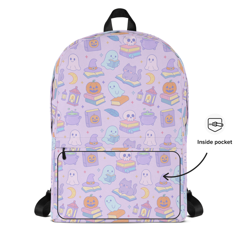 Girls Cute Pastel Halloween Backpack - Water-Resistant School Bag With Adjustable Padded Straps & Breathable Mesh Back